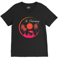 St. Petersburg City Fl Beach Sunset Summer Family Vacation T Shirt V-neck Tee | Artistshot