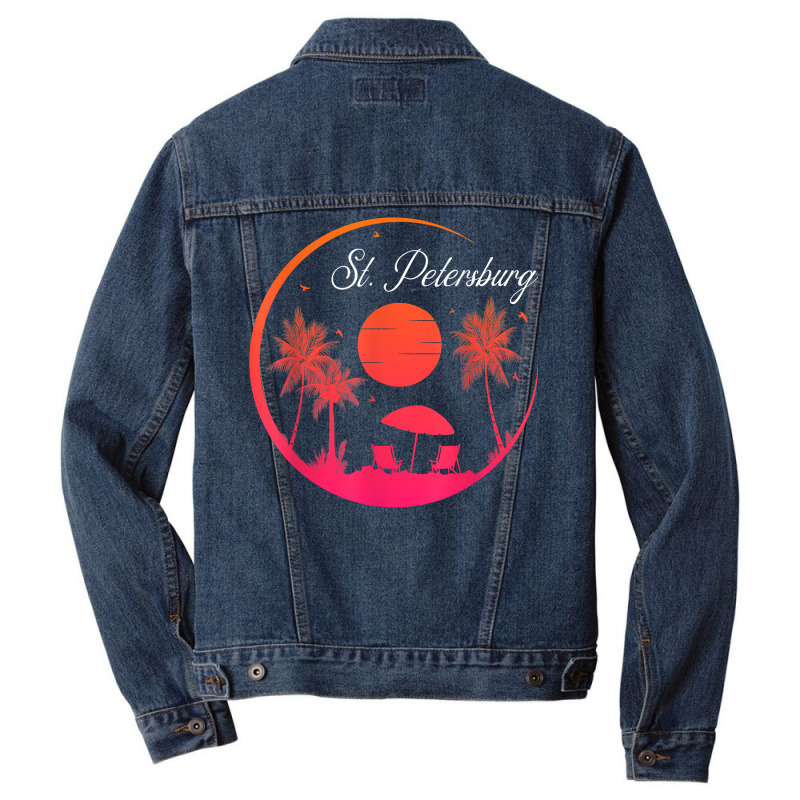 St. Petersburg City Fl Beach Sunset Summer Family Vacation T Shirt Men Denim Jacket by atereldoegevbm | Artistshot