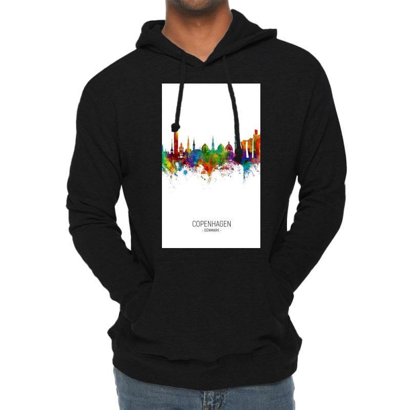 Copenhagen Denmark Skyline Lightweight Hoodie | Artistshot