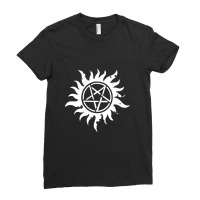 Pentagram Black Ladies Fitted T-shirt | Artistshot