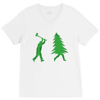 Funny Christmas Tree Is Chased V-neck Tee | Artistshot