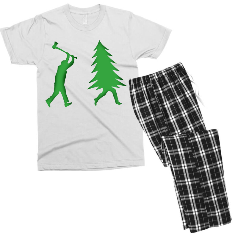 Funny Christmas Tree Is Chased Men's T-shirt Pajama Set | Artistshot