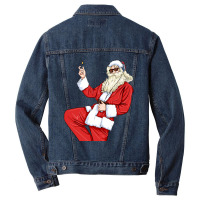 Funny Christmas Santa Claus Rock Punk Men Denim Jacket | Artistshot