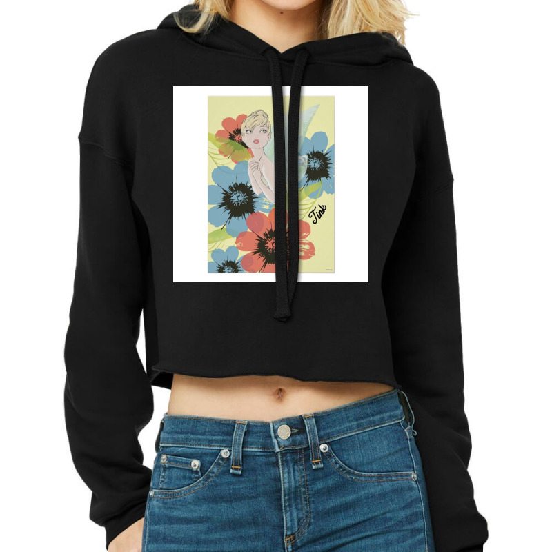 Flower Market Tinker Bell Sketch With Cosmos Cropped Hoodie by Cherie C | Artistshot