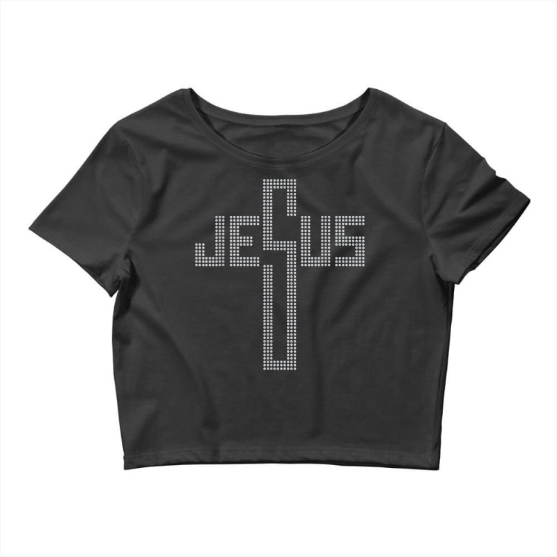 Jesus Cross Rhinestone Graphic Funny Christian Woman Tee T Shirt Crop Top by peersodshamiw8 | Artistshot