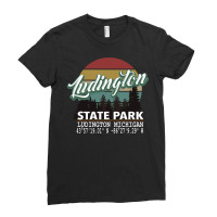 Ludington State Park With Gps Location Pullover Hoodie Ladies Fitted T-shirt | Artistshot