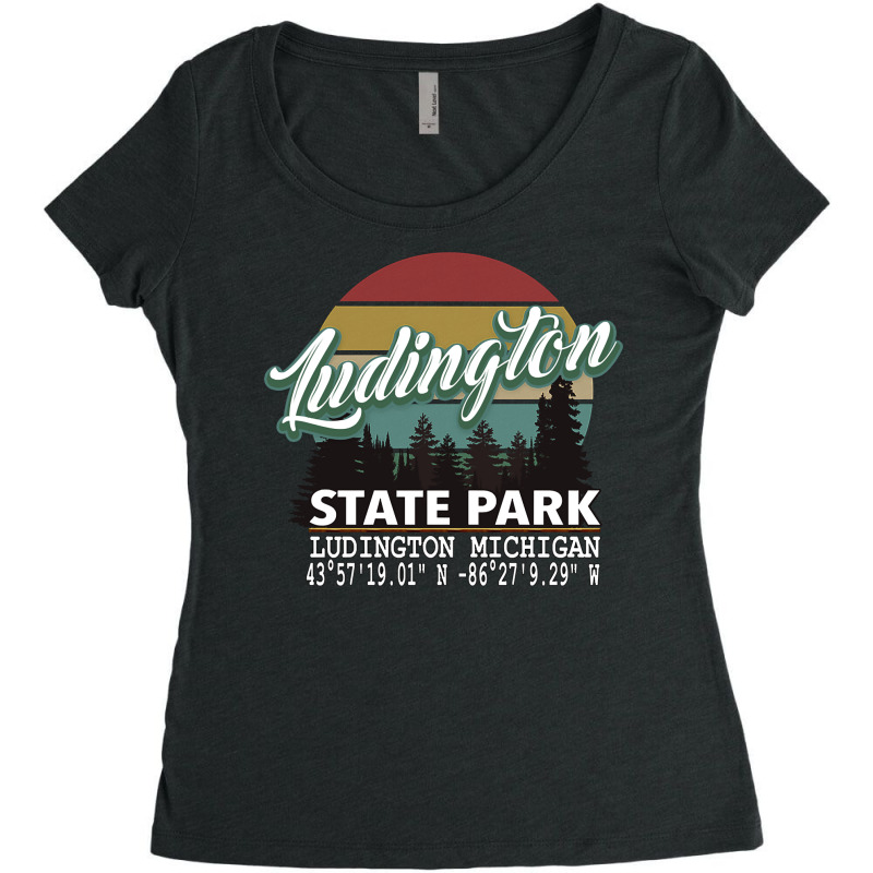 Ludington State Park With Gps Location Pullover Hoodie Women's Triblend Scoop T-shirt by jaiahlowes | Artistshot