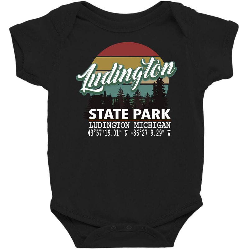 Ludington State Park With Gps Location Pullover Hoodie Baby Bodysuit by jaiahlowes | Artistshot