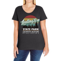 Ludington State Park With Gps Location Pullover Hoodie Ladies Curvy T-shirt | Artistshot