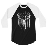 Deer Hunting American Flag Bowhunting Whitetail Bow Hunter T Shirt 3/4 Sleeve Shirt | Artistshot