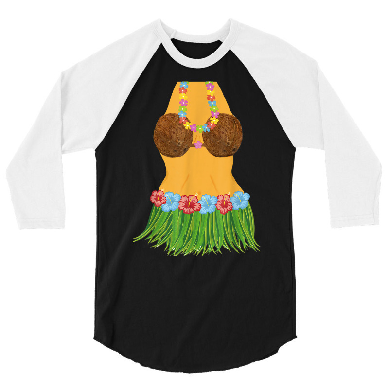 Hula Dancer Shirt Lei Flowers Coconut Bra Grass Skirt 3/4 Sleeve Shirt | Artistshot