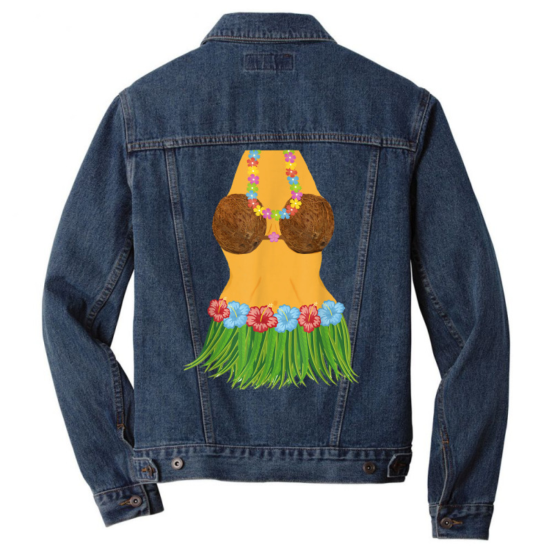 Hula Dancer Shirt Lei Flowers Coconut Bra Grass Skirt Men Denim Jacket | Artistshot