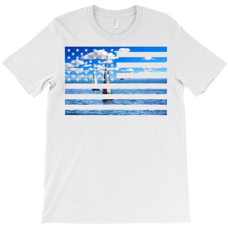 Sail Boats On American Flag  Usa Sailing  Sailor T Shirt T-shirt | Artistshot