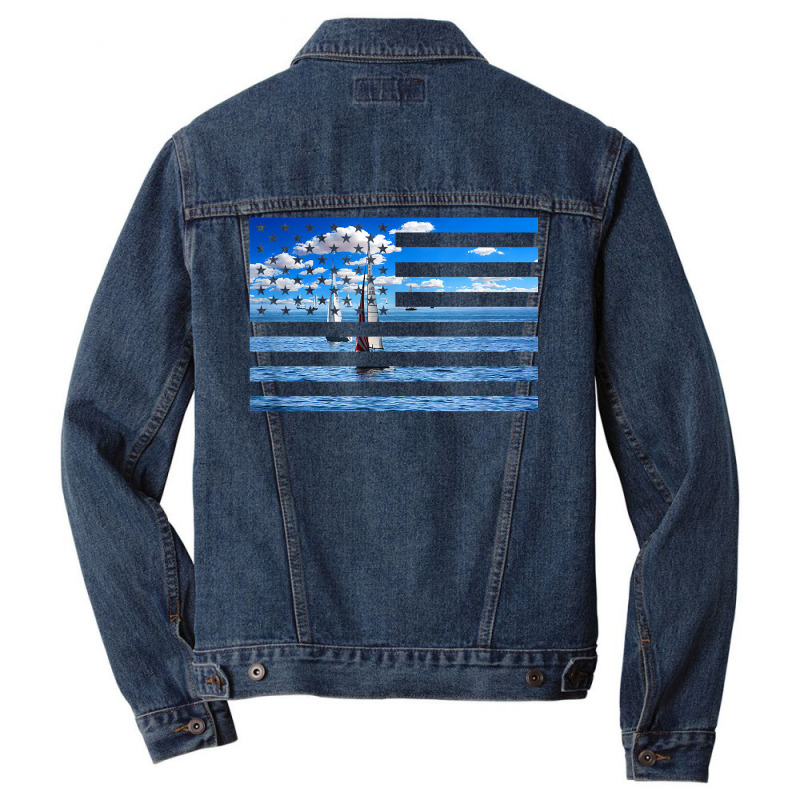 Sail Boats On American Flag  Usa Sailing  Sailor T Shirt Men Denim Jacket | Artistshot