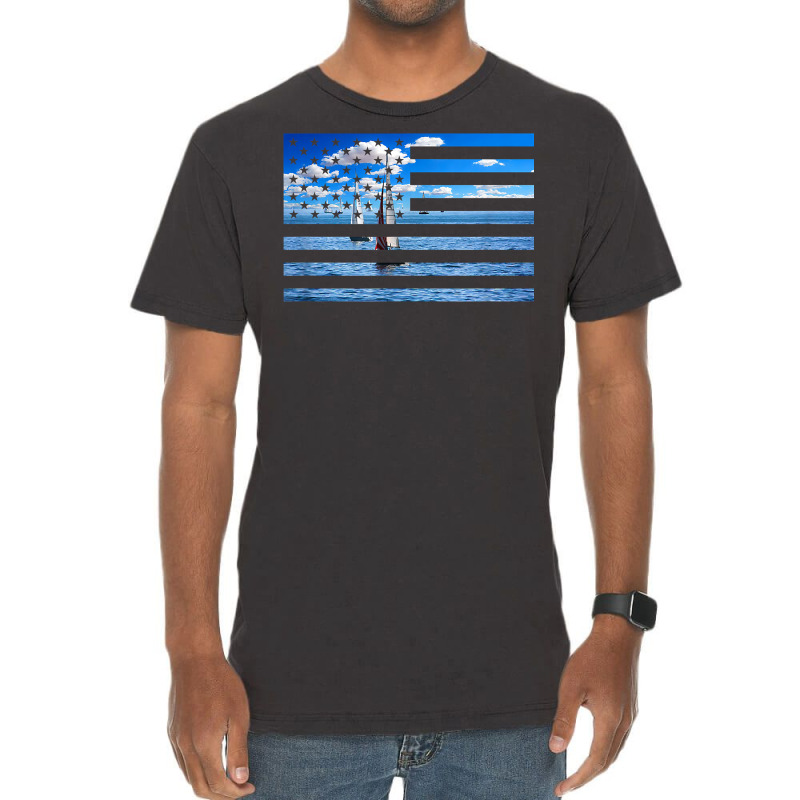 Sail Boats On American Flag  Usa Sailing  Sailor T Shirt Vintage T-shirt | Artistshot