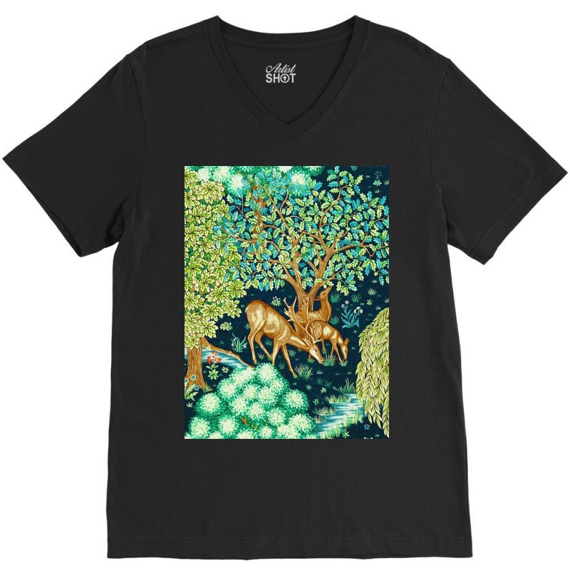 William Morris Deer V-neck Tee | Artistshot