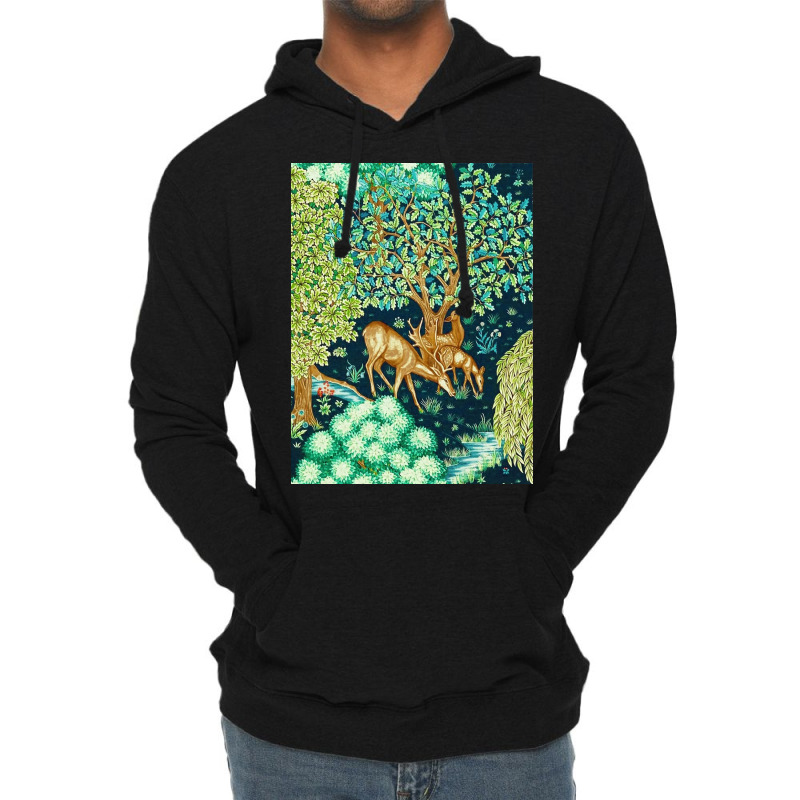 William Morris Deer Lightweight Hoodie | Artistshot