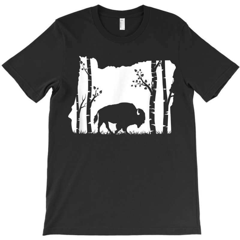 Hunting Bison   Oregon Map Art Vintage Buffalo Hunter T Shirt T-shirt | Artistshot