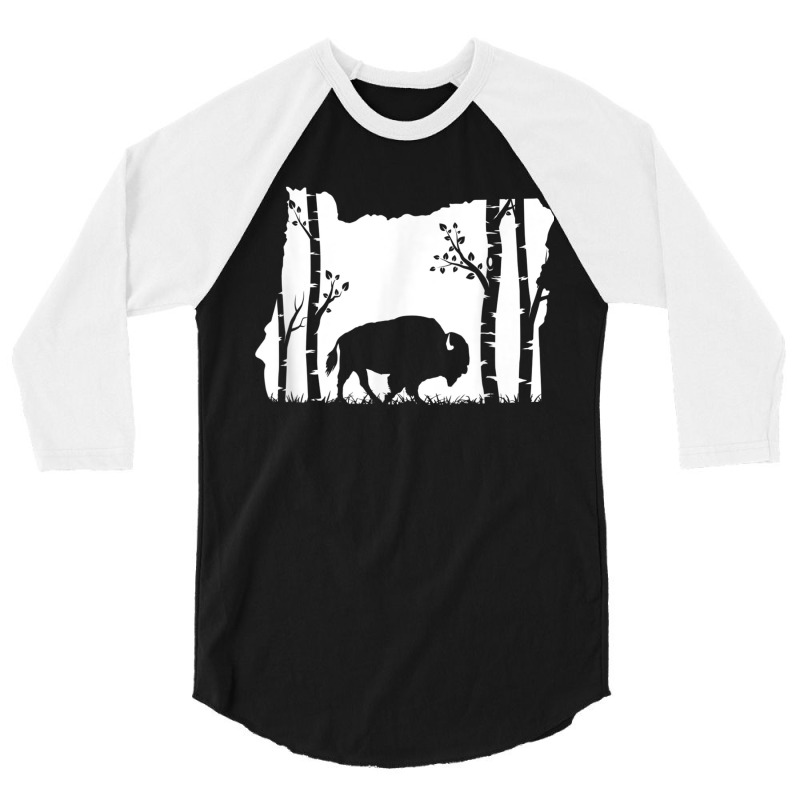 Hunting Bison   Oregon Map Art Vintage Buffalo Hunter T Shirt 3/4 Sleeve Shirt | Artistshot