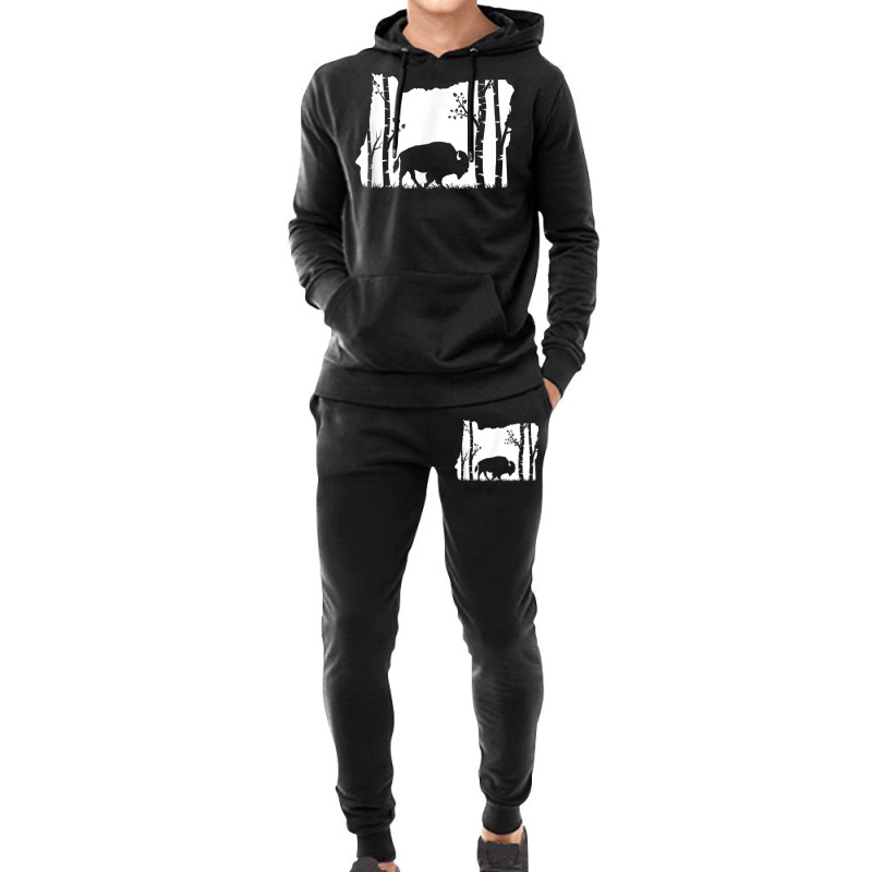 Hunting Bison   Oregon Map Art Vintage Buffalo Hunter T Shirt Hoodie & Jogger Set | Artistshot