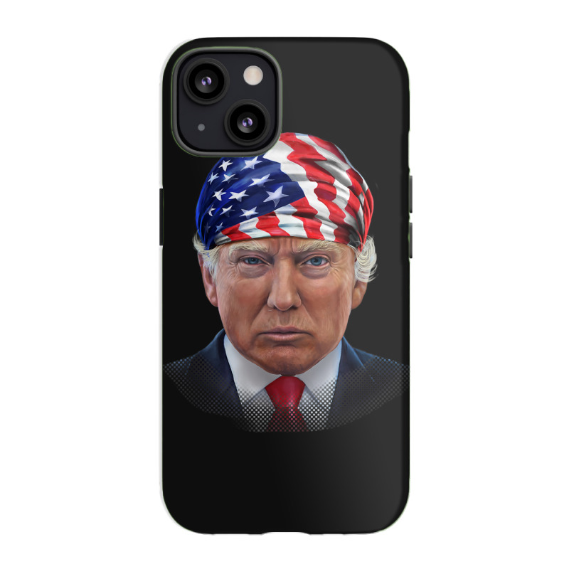 President Donald Trump In Flag Of Usa Head Wrap iPhone 13 Case by Hoang95 | Artistshot