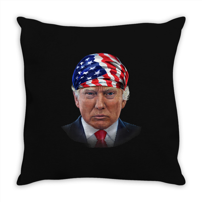 President Donald Trump In Flag Of Usa Head Wrap Throw Pillow by Hoang95 | Artistshot