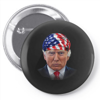 President Donald Trump In Flag Of Usa Head Wrap Pin-back Button | Artistshot