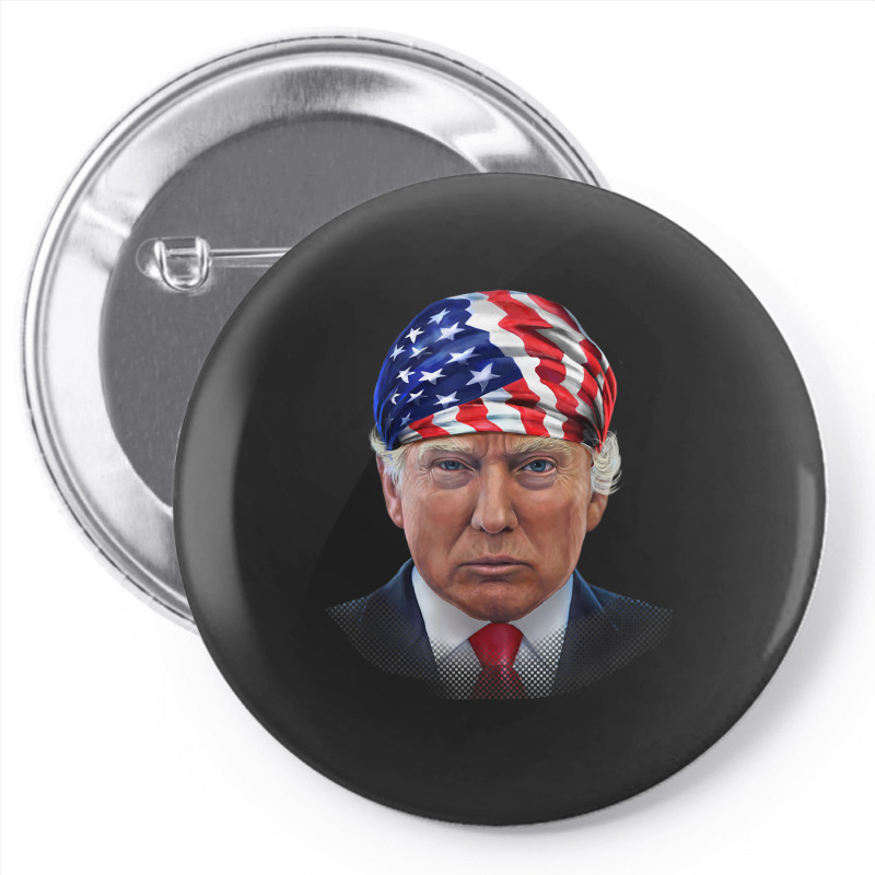 President Donald Trump In Flag Of Usa Head Wrap Pin-back button by Hoang95 | Artistshot