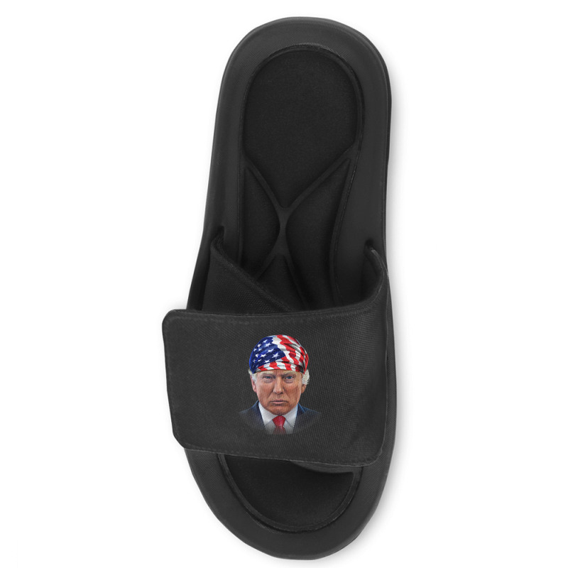 President Donald Trump In Flag Of Usa Head Wrap Slide Sandal by Hoang95 | Artistshot