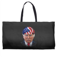 President Donald Trump In Flag Of Usa Head Wrap Weekender Totes | Artistshot