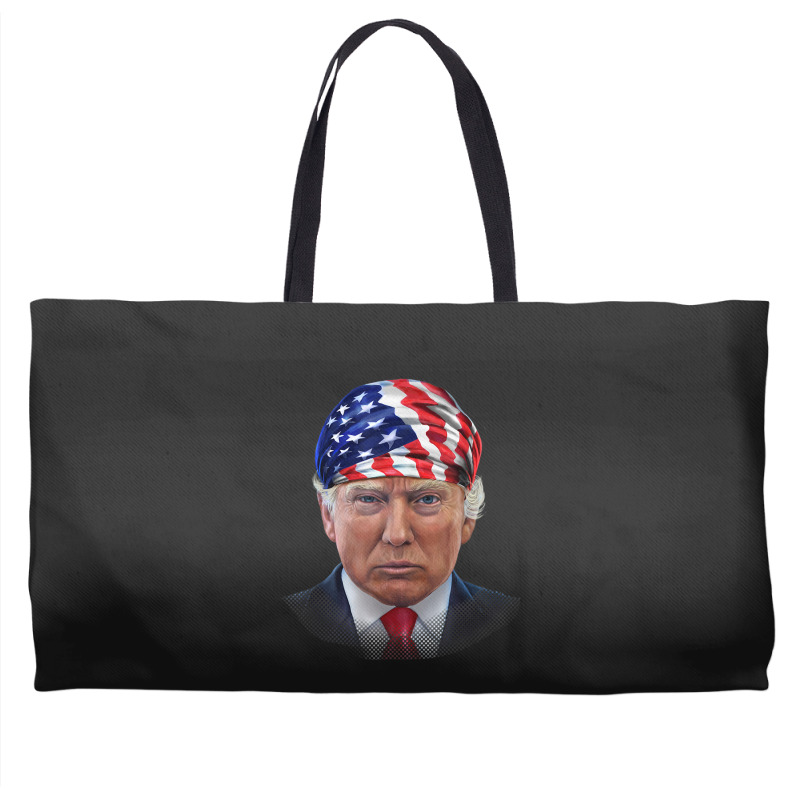 President Donald Trump In Flag Of Usa Head Wrap Weekender Totes by Hoang95 | Artistshot