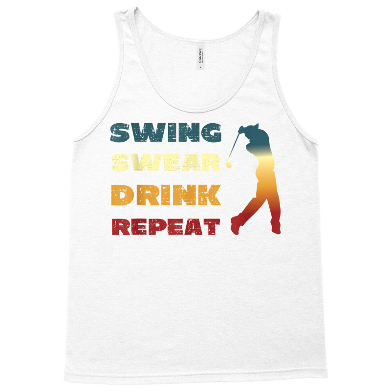 Mens Swing Swear Drink Repeat Golf Lover Tank Top | Artistshot