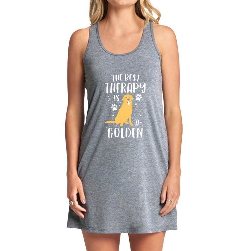 The Best Therapy Is A Golden Retriever Dog Puppy Tank Dress by lindavalere | Artistshot