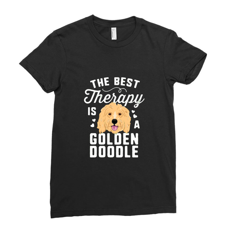 The Best Therapy Is A Goldendoodle T Shirt Women Doodle Dog Ladies Fitted T-Shirt by lindavalere | Artistshot