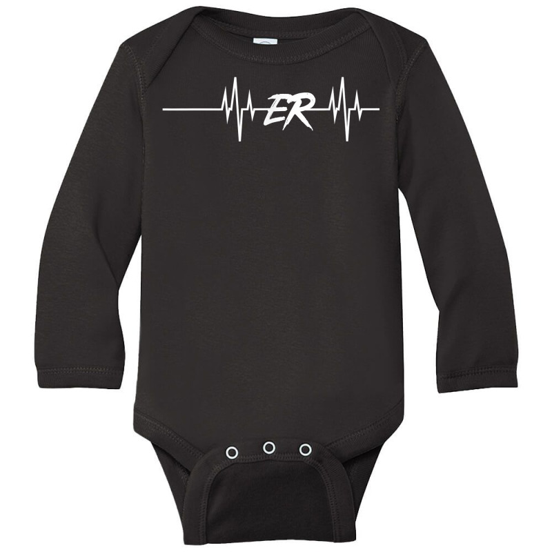 Nurse Gift Er Heartbeat Emergency Medicine Physician T Shirt Long Sleeve Baby Bodysuit | Artistshot