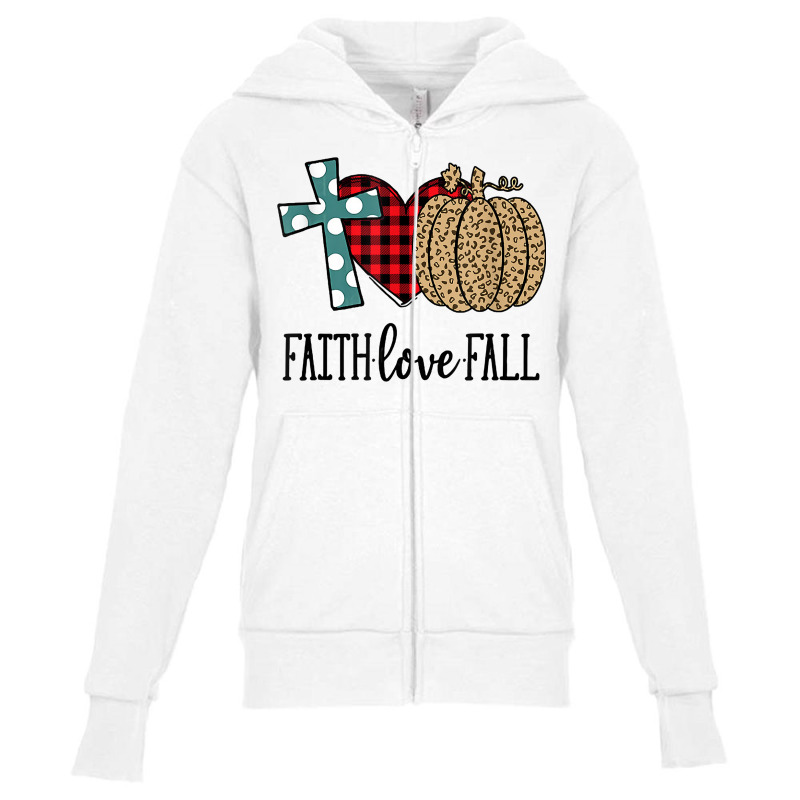 Faith Love Fall Pumpkin Heart Outfit For Fall Season T Shirt Youth Zipper Hoodie by atereldoegevbm | Artistshot