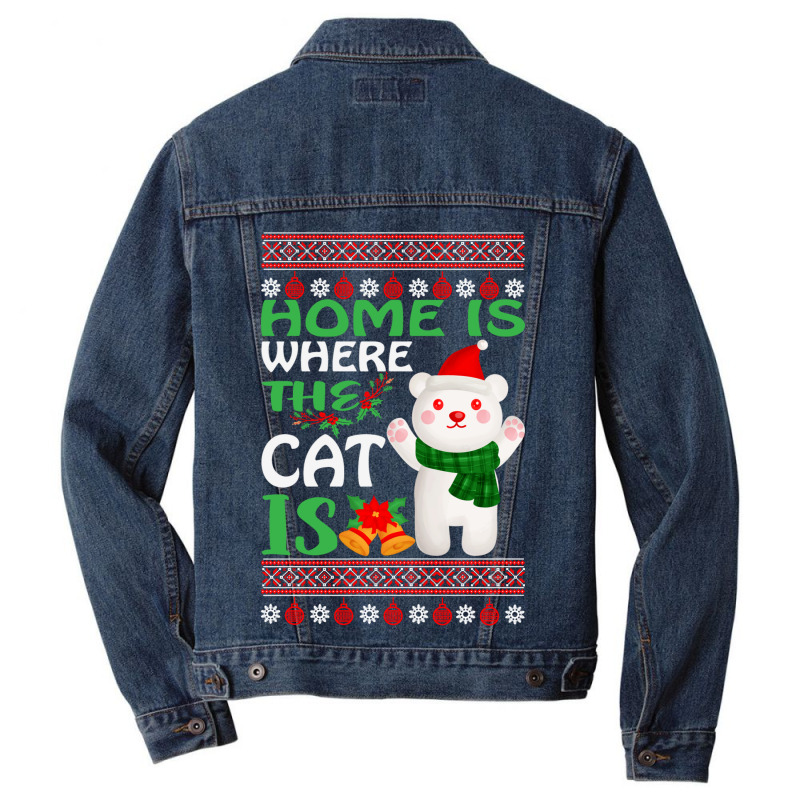 Home Is Where The Cat Christmas Party Men Denim Jacket | Artistshot