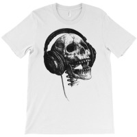 Music Forever Skull With Headphones Ink Graphic Rock Song T Shirt T-shirt | Artistshot