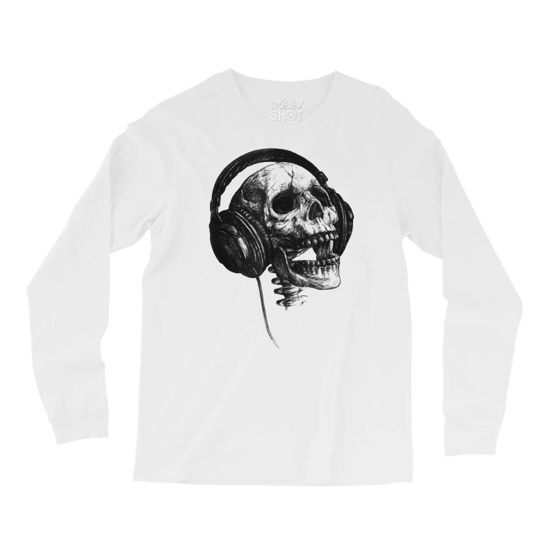 Music Forever Skull With Headphones Ink Graphic Rock Song T Shirt Long Sleeve Shirts by jaiahlowes | Artistshot