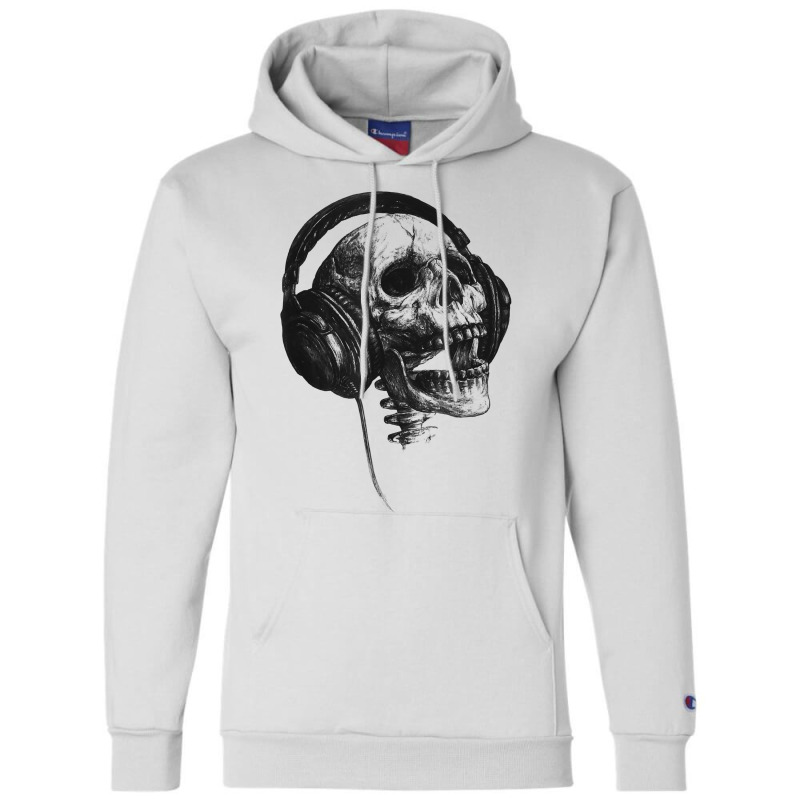 Music Forever Skull With Headphones Ink Graphic Rock Song T Shirt Champion Hoodie by jaiahlowes | Artistshot