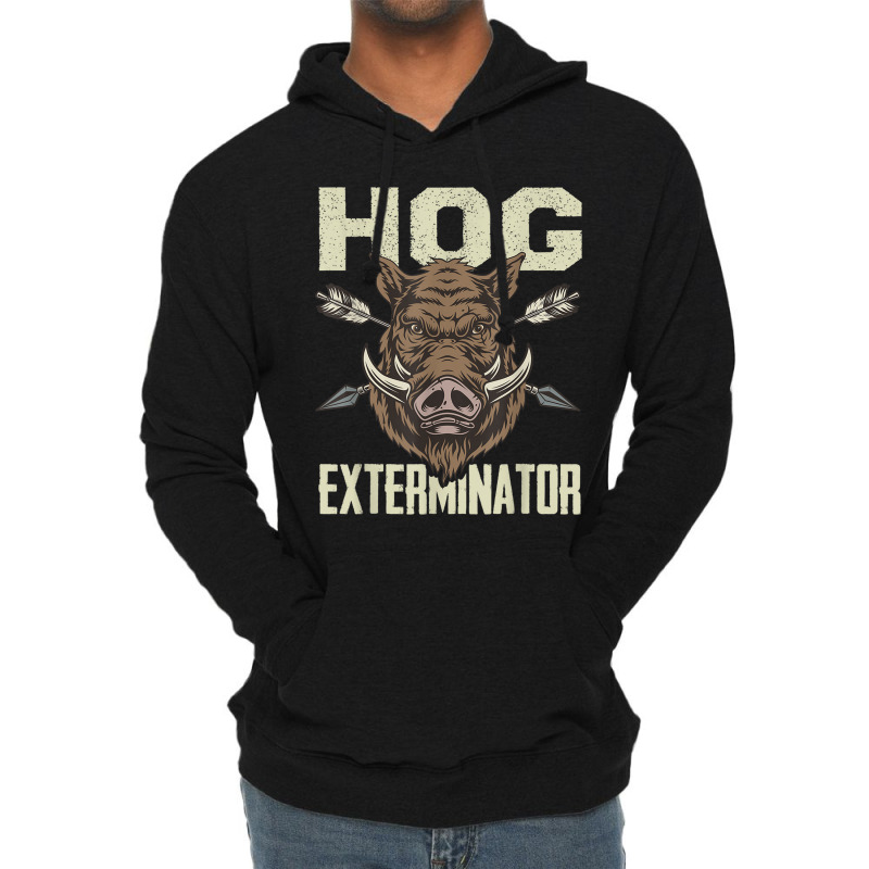 Mens Vintage Wild Pig Hunt Hunting Hog Exterminator Boar Hunter T Shir Lightweight Hoodie | Artistshot