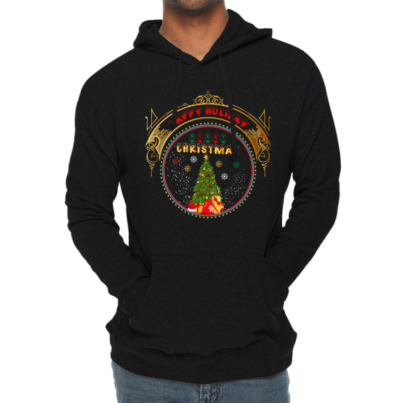 Happy Holiday Merry Christmas Lightweight Hoodie | Artistshot