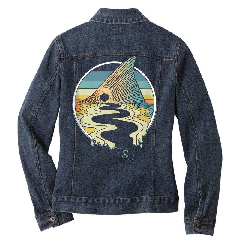 Redfish Tail Love Fishing Tank Top Ladies Denim Jacket by rostinoko | Artistshot