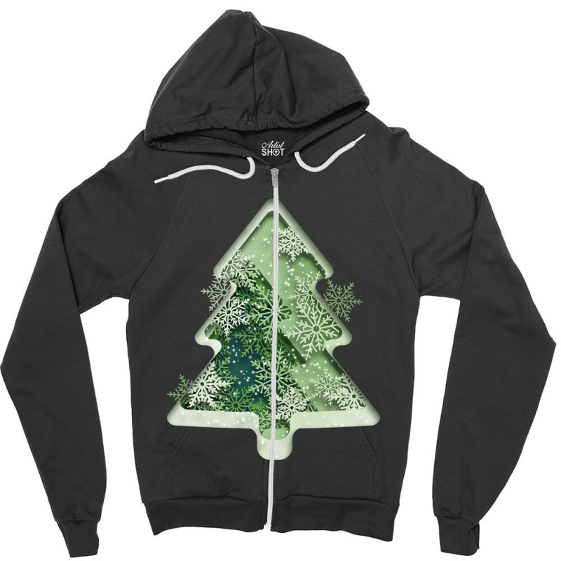 Green Snowflake Decoration Christmas Tree Zipper Hoodie | Artistshot