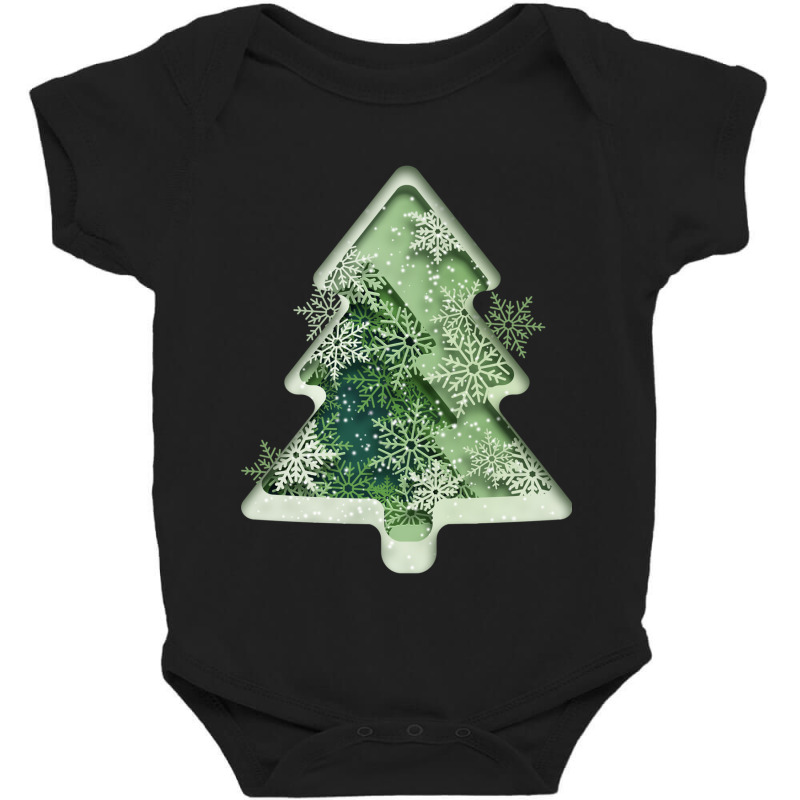 Green Snowflake Decoration Christmas Tree Baby Bodysuit | Artistshot