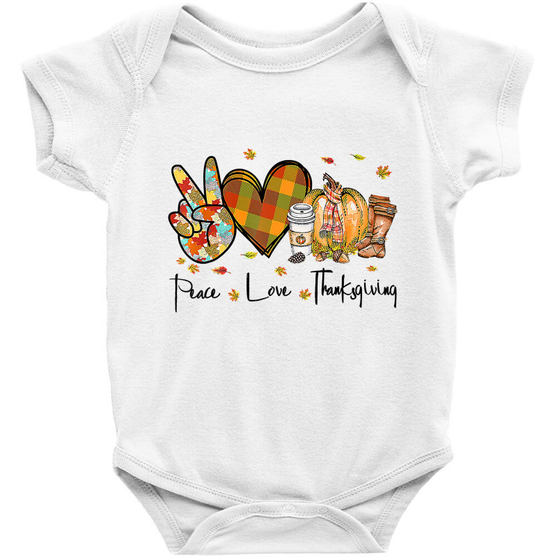 Peace Love Thanksgiving Autumn Season Pumpkin Coffee Lover Premium T S Baby Bodysuit by Adriana_Torquemada | Artistshot