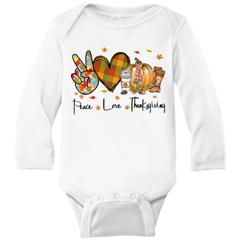 Peace Love Thanksgiving Autumn Season Pumpkin Coffee Lover Premium T S Long Sleeve Baby Bodysuit by Adriana_Torquemada | Artistshot