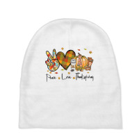 Peace Love Thanksgiving Autumn Season Pumpkin Coffee Lover Premium T S Baby Beanies | Artistshot