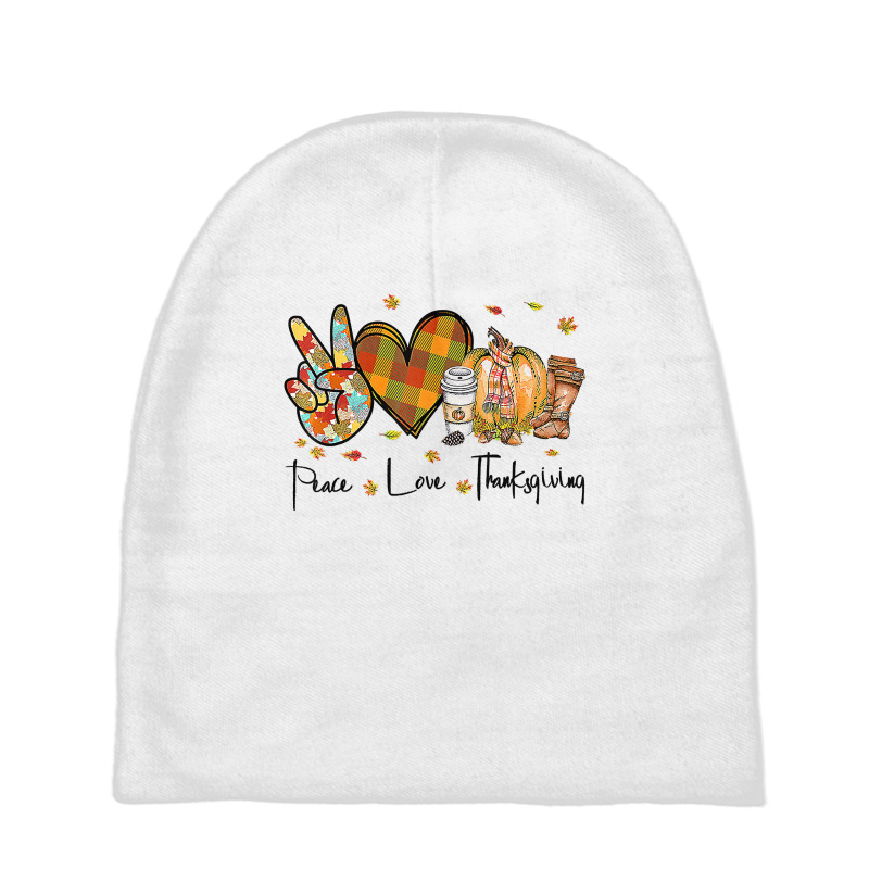 Peace Love Thanksgiving Autumn Season Pumpkin Coffee Lover Premium T S Baby Beanies by Adriana_Torquemada | Artistshot