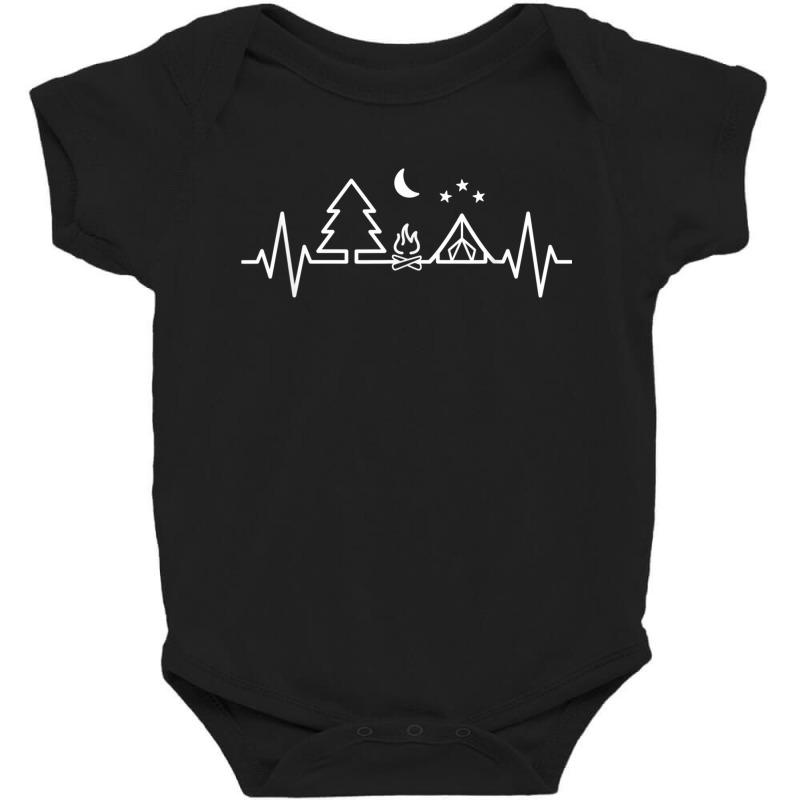 Camping Outdoor Heartbeat Wildlife Nature Camper Hiking T Shirt Baby Bodysuit | Artistshot